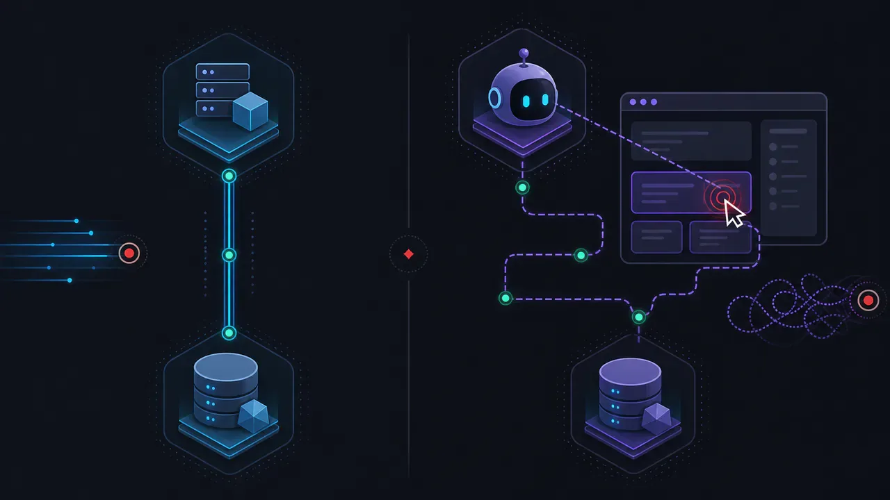 Comparação entre automação via API e computer use em fluxo de trabalho