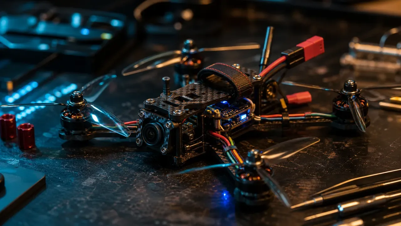 Build FPV completo montado e configurado pronto para bench test em bancada especializada