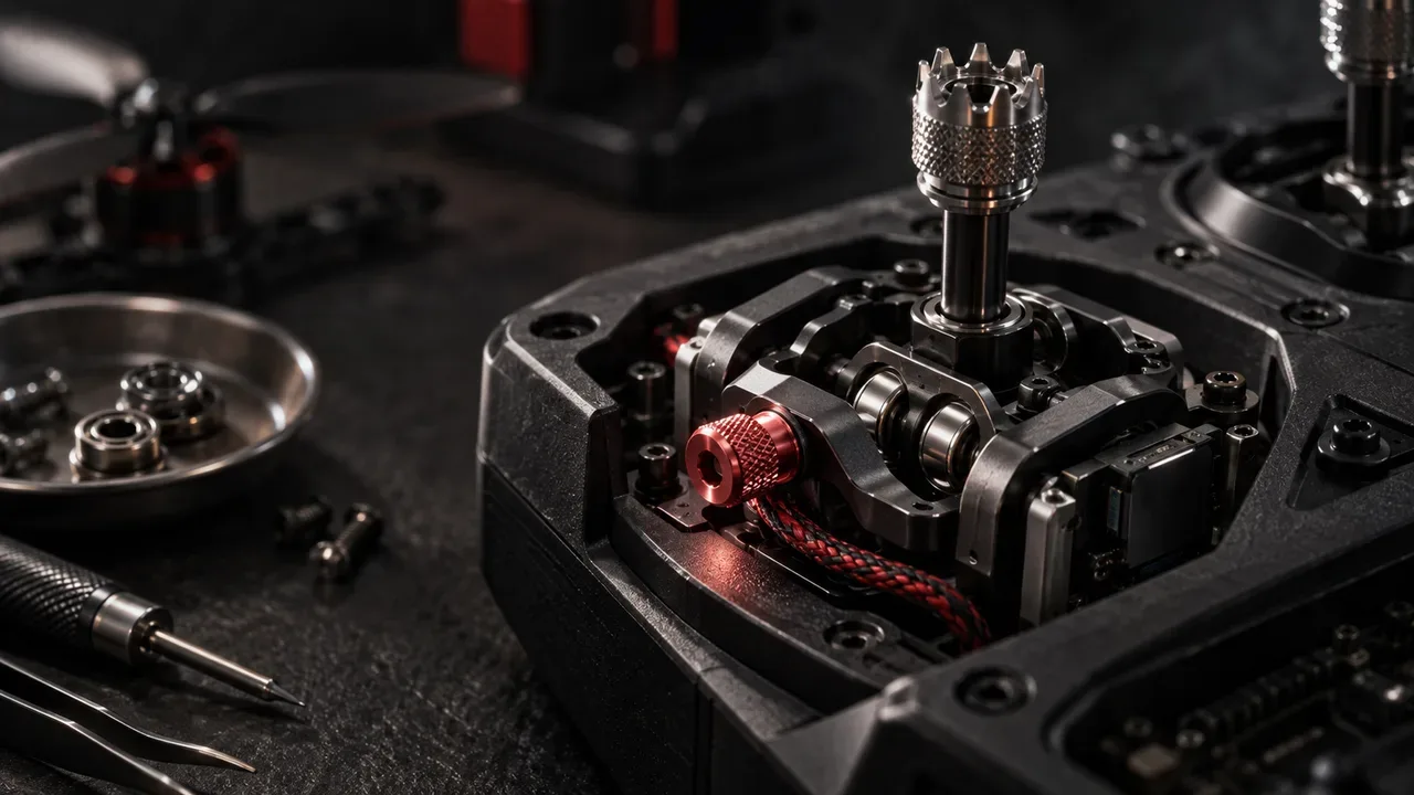 Gimbals Hall Effect e ergonomia de rádio FPV