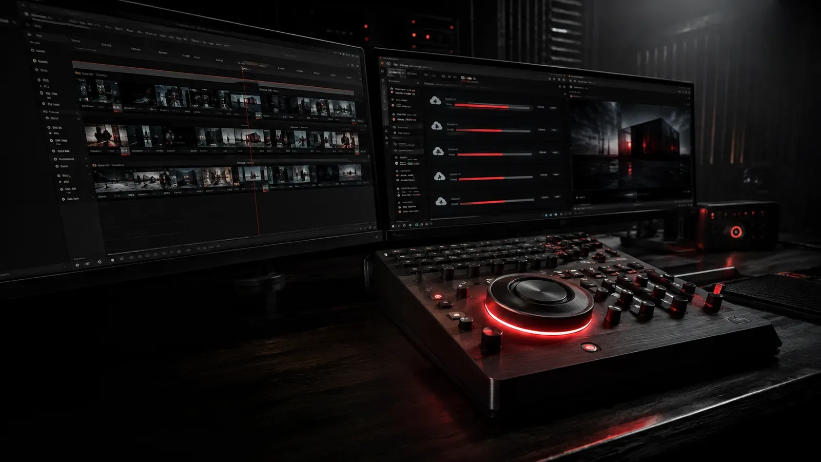 Console de orquestração de renderização de vídeo programático com timelines modulares e dial de precisão