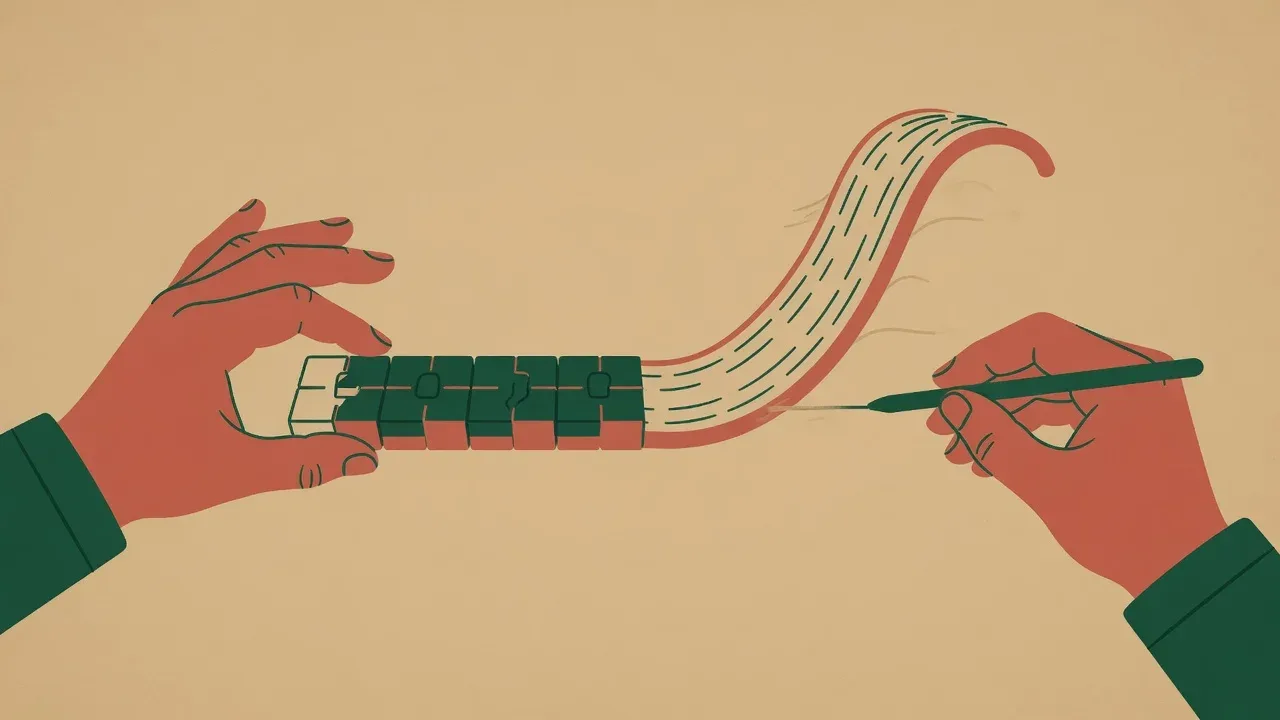 Ilustração gráfica comparando a organização de blocos de processos com prazos definidos e a trajetória de orientação contínua