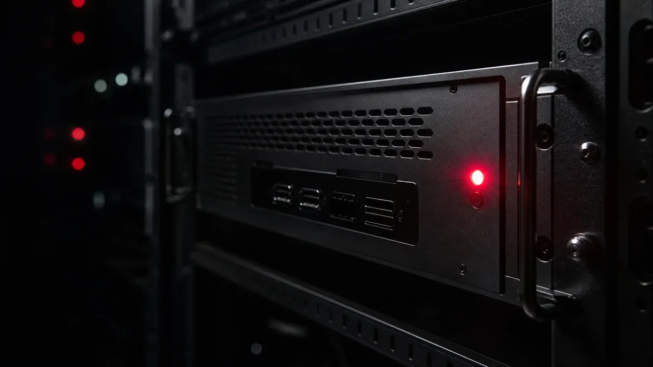 Módulo de roteamento de tráfego e telemetria server-side em rack de servidores com indicador LED luminoso