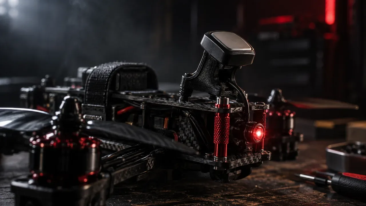 Suporte traseiro em TPU com inclinação angular para módulo GPS em drone FPV