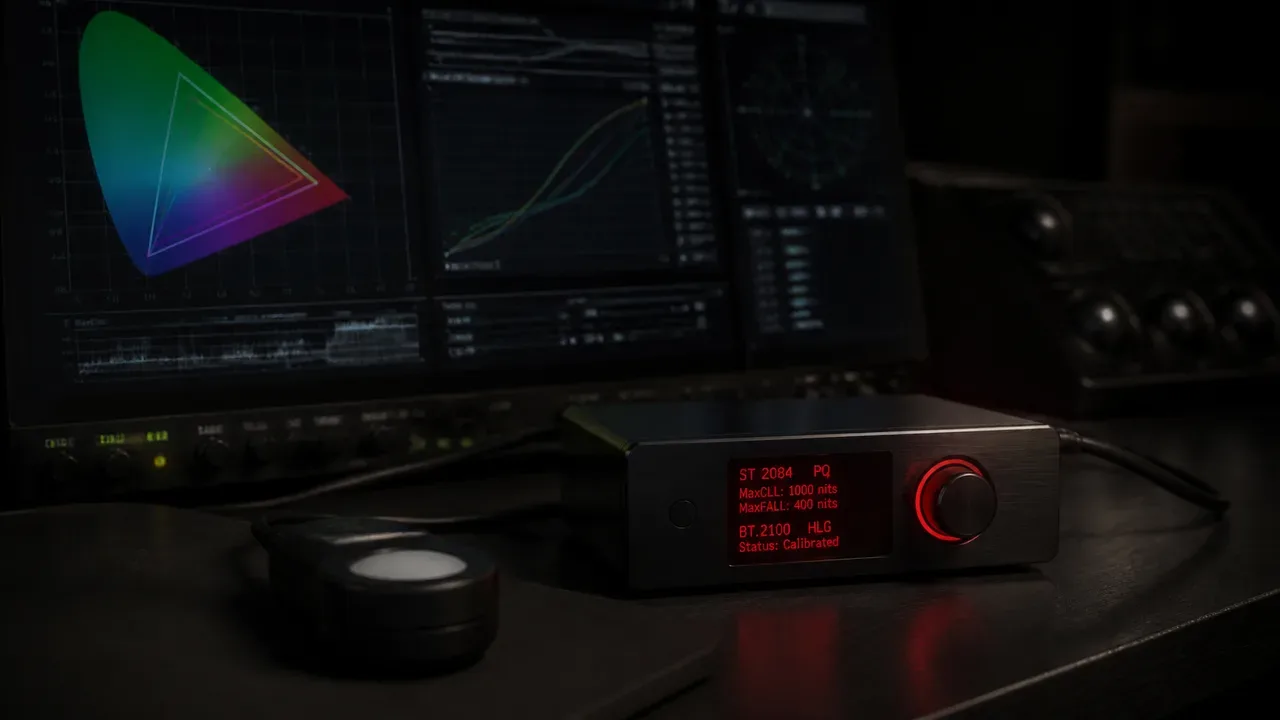 Interface de calibração de metadados de cor e curvas de mapeamento de tom em ambiente de masterização