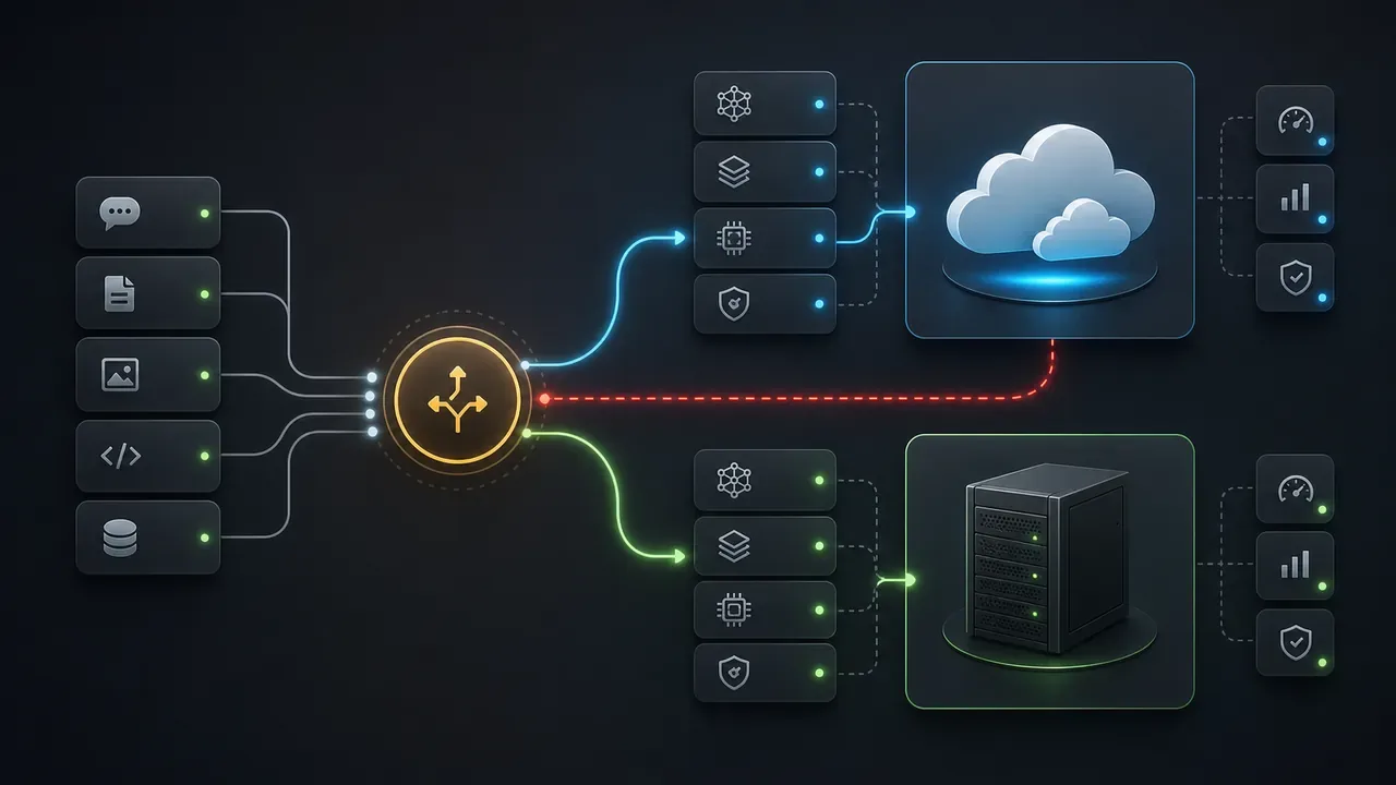 Stack híbrida com roteamento entre modelo local e API de nuvem