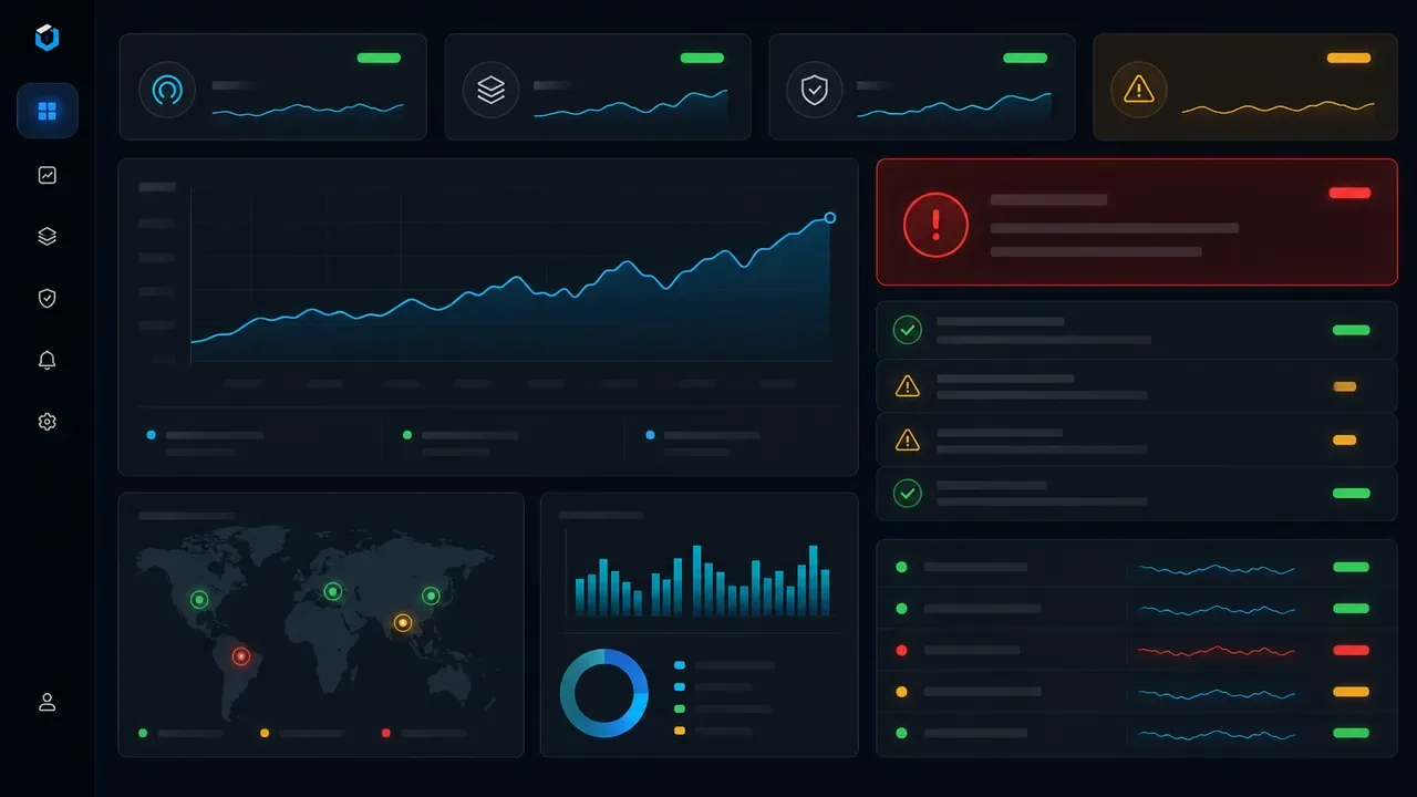 Painel de monitoramento de uptime com alertas em tempo real para infraestrutura própria