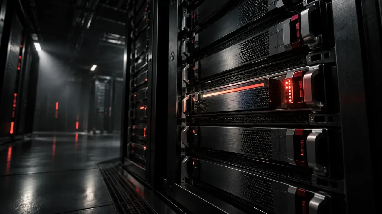 Rack de servidores com lâminas de análise computacional paralela e sinalizador luminoso