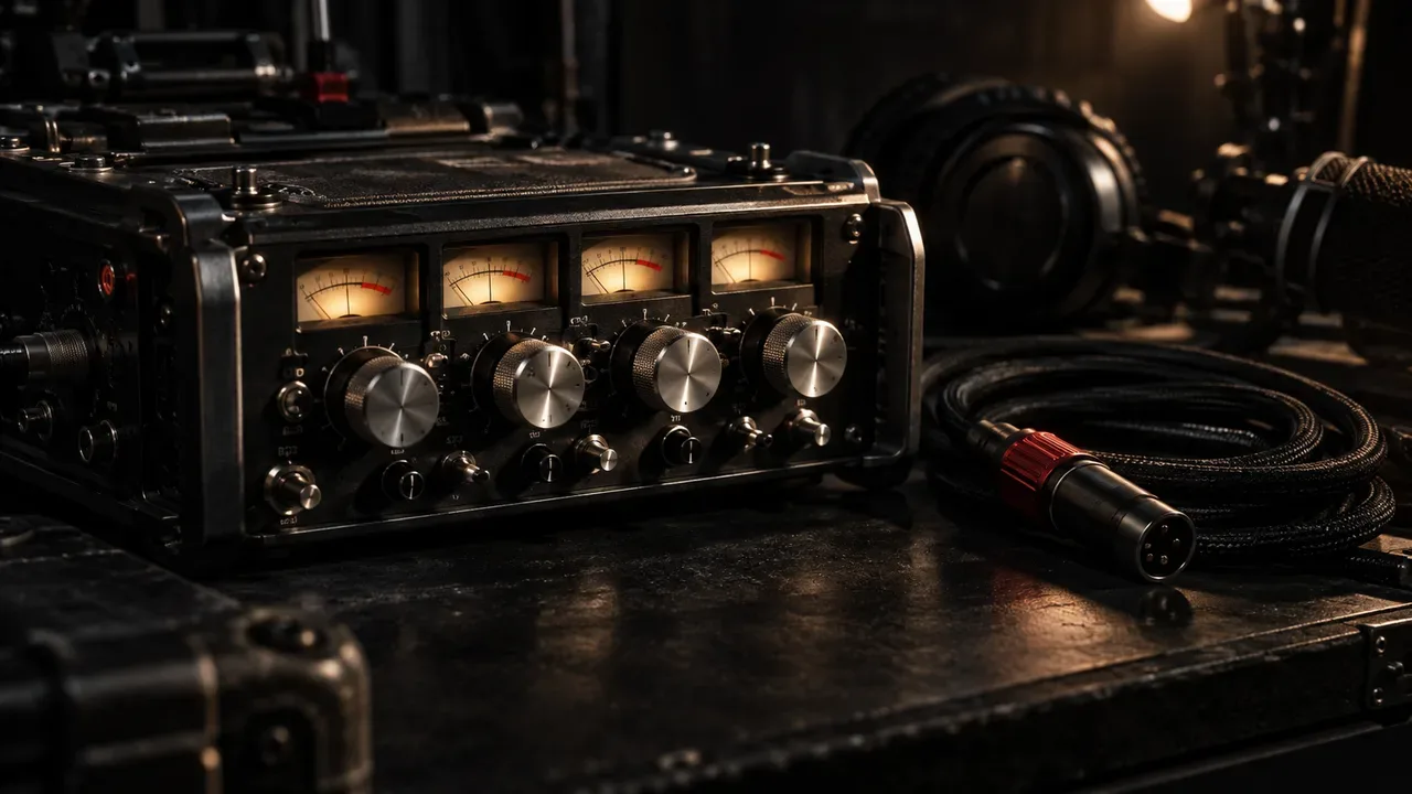 Equipamento de gravação de áudio e som direto em set audiovisual