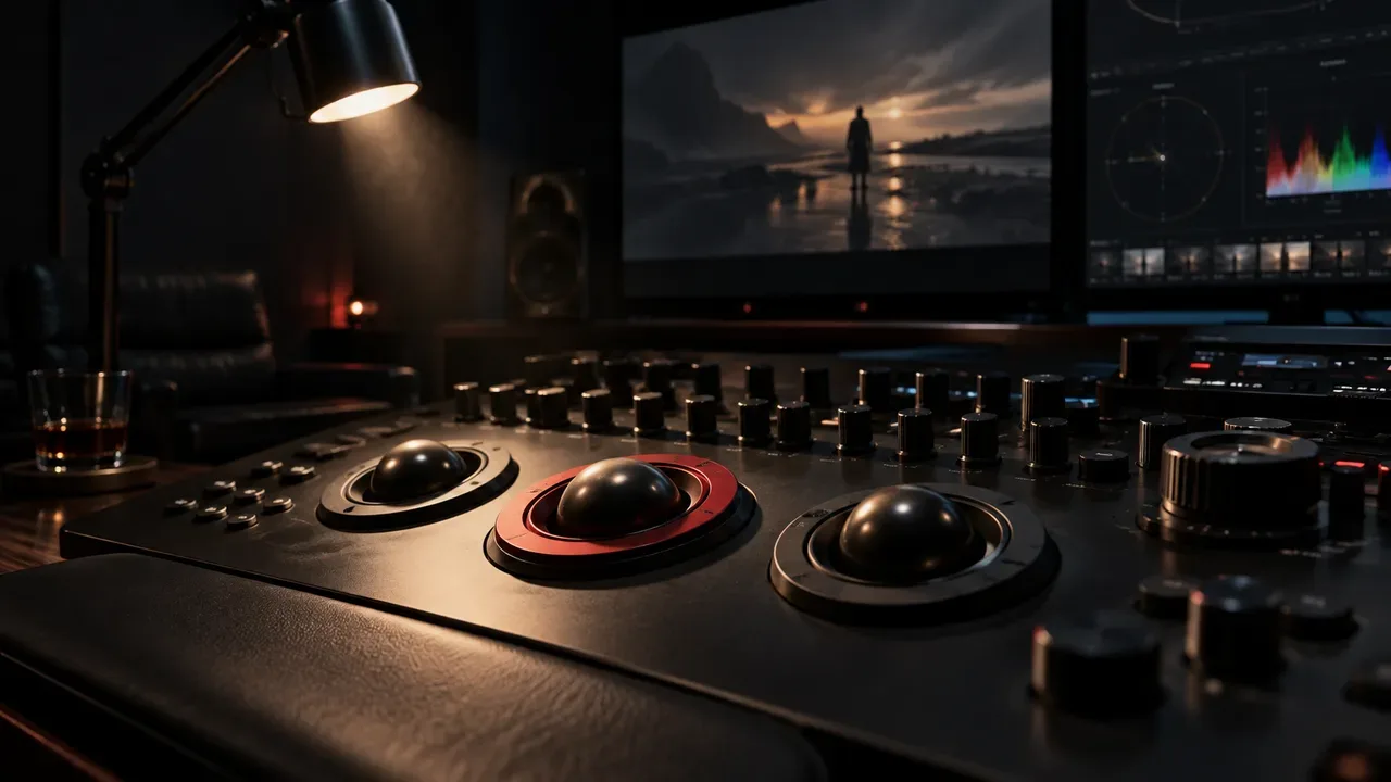 Console de color grading e pós-produção audiovisual