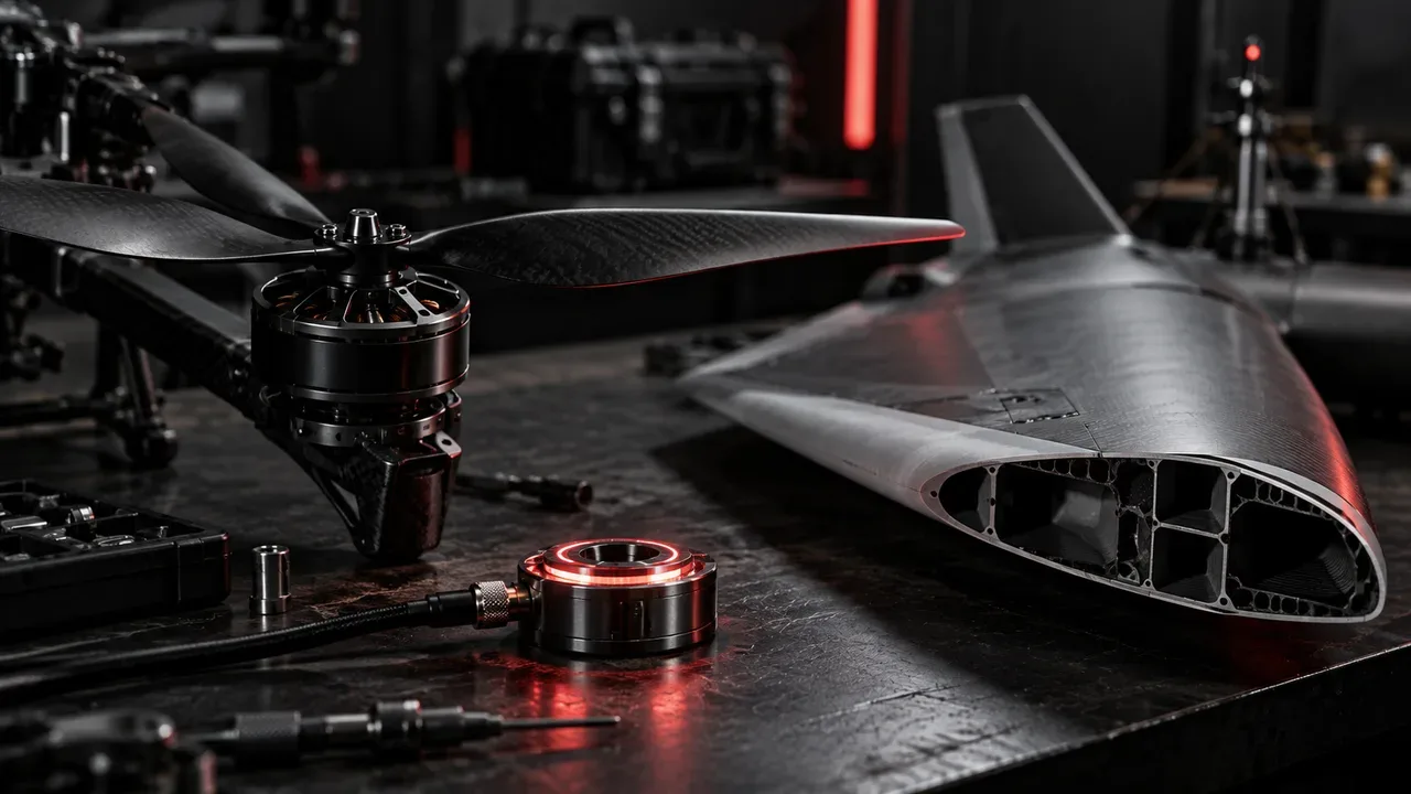 Comparativo em bancada de ensaio entre propulsor de drone multirrotor e seção de asa fixa com colar de teste iluminado