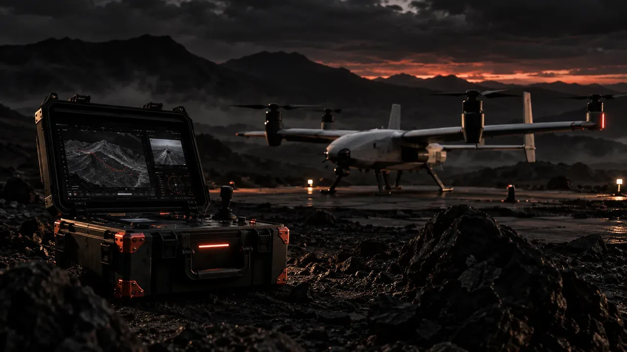 Drone híbrido VTOL de mapeamento pronto para decolagem vertical com telemetria de campo
