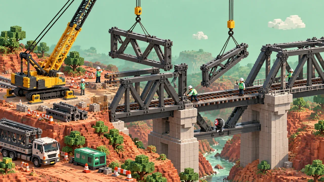 Composição isométrica em arte voxel ilustrando a poda de conexões redundantes em redes neurais