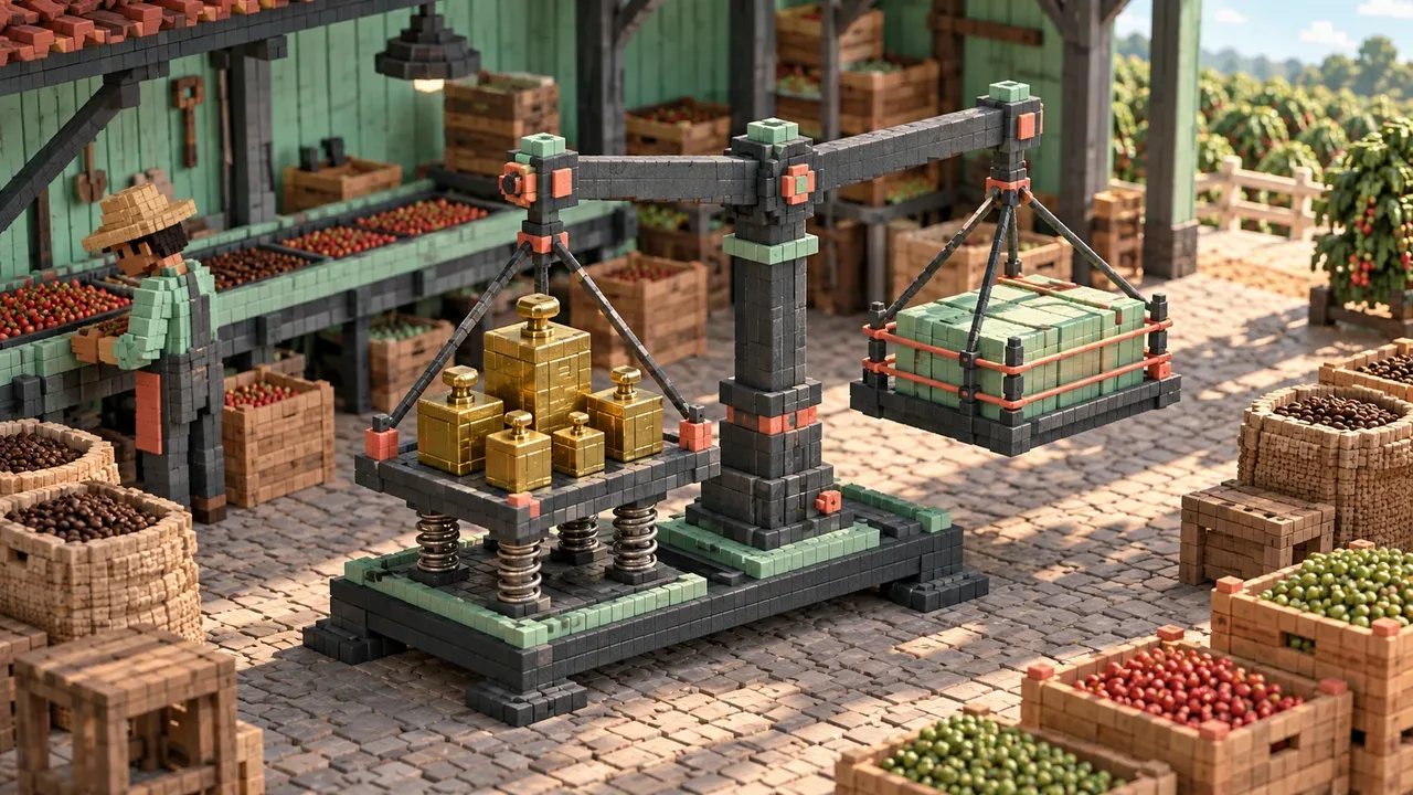 Ilustração voxel isométrica de matrizes de atenção e tensores em processamento neural