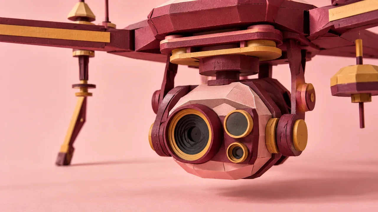 Gimbal mecânico e sensores de aeronave não tripulada construídos com técnicas de papel esculpido