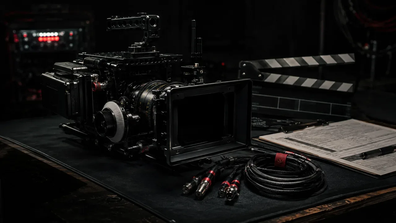 Suíte de pós-produção audiovisual e ilha de color grading com monitores de referência