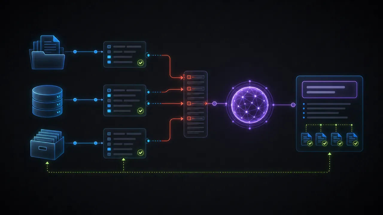 Diagrama de sistema com RAG: dados da empresa conectados ao modelo via retrieval