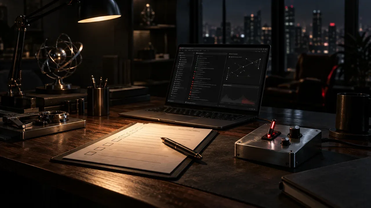 Estação de trabalho com esquemático de arquitetura e periférico com seletor iluminado