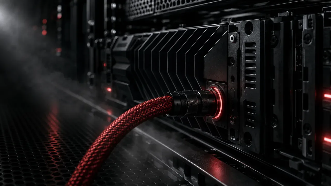 Módulo de telemetria de lances de alta performance e cabeamento carmim em servidor escuro