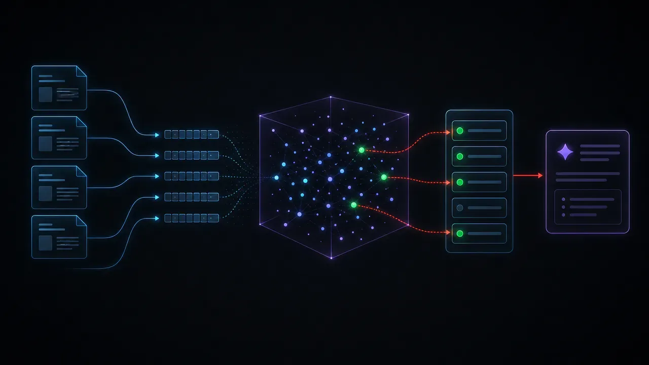 Diagrama simplificado do processo de ingestão de documentos em RAG com banco vetorial