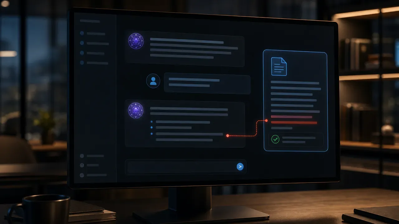 Exemplo de interface de chatbot empresarial usando RAG para responder perguntas sobre contratos e políticas internas