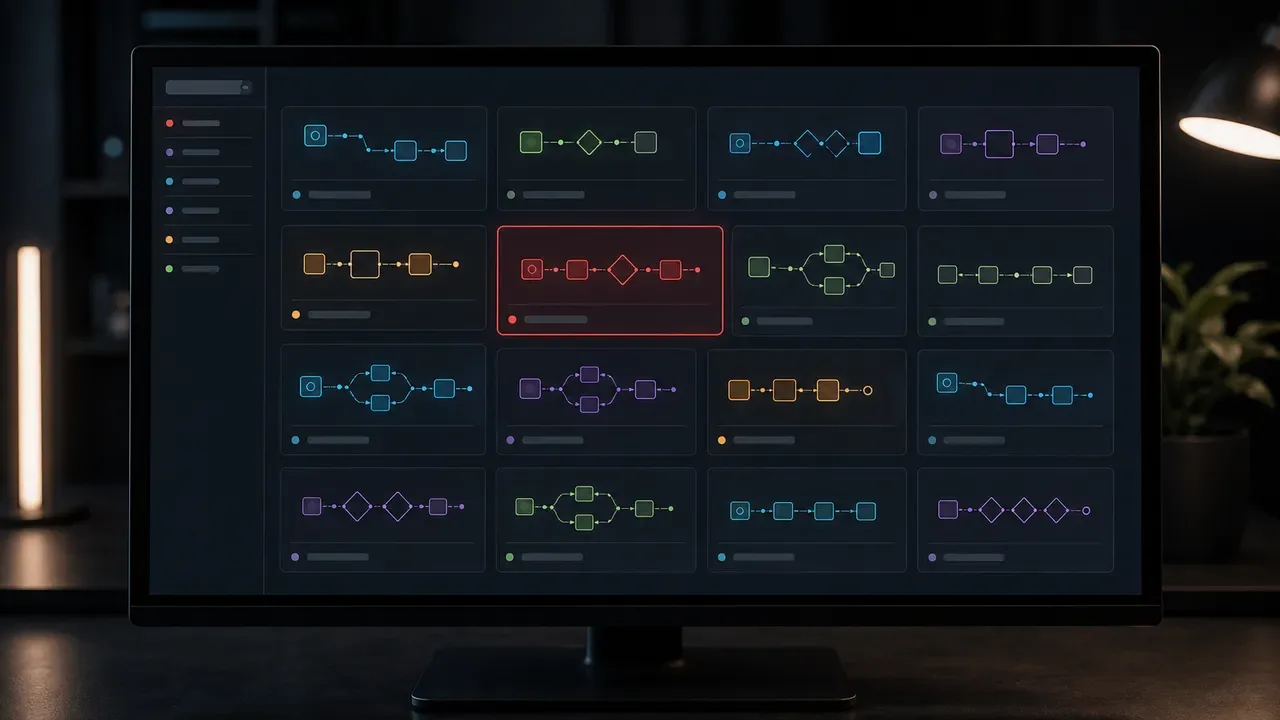 Dashboard n8n com templates prontos de automação carregados