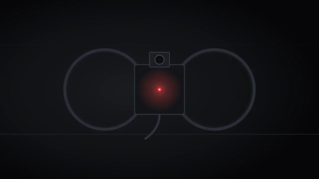 Vista detalhada do frame Cinewhoop 3.5 com amortecimento de vibração e luz de sinalização física