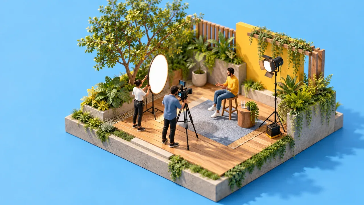 Entrevista documental intimista para vídeo de marca empregadora com iluminação difusa