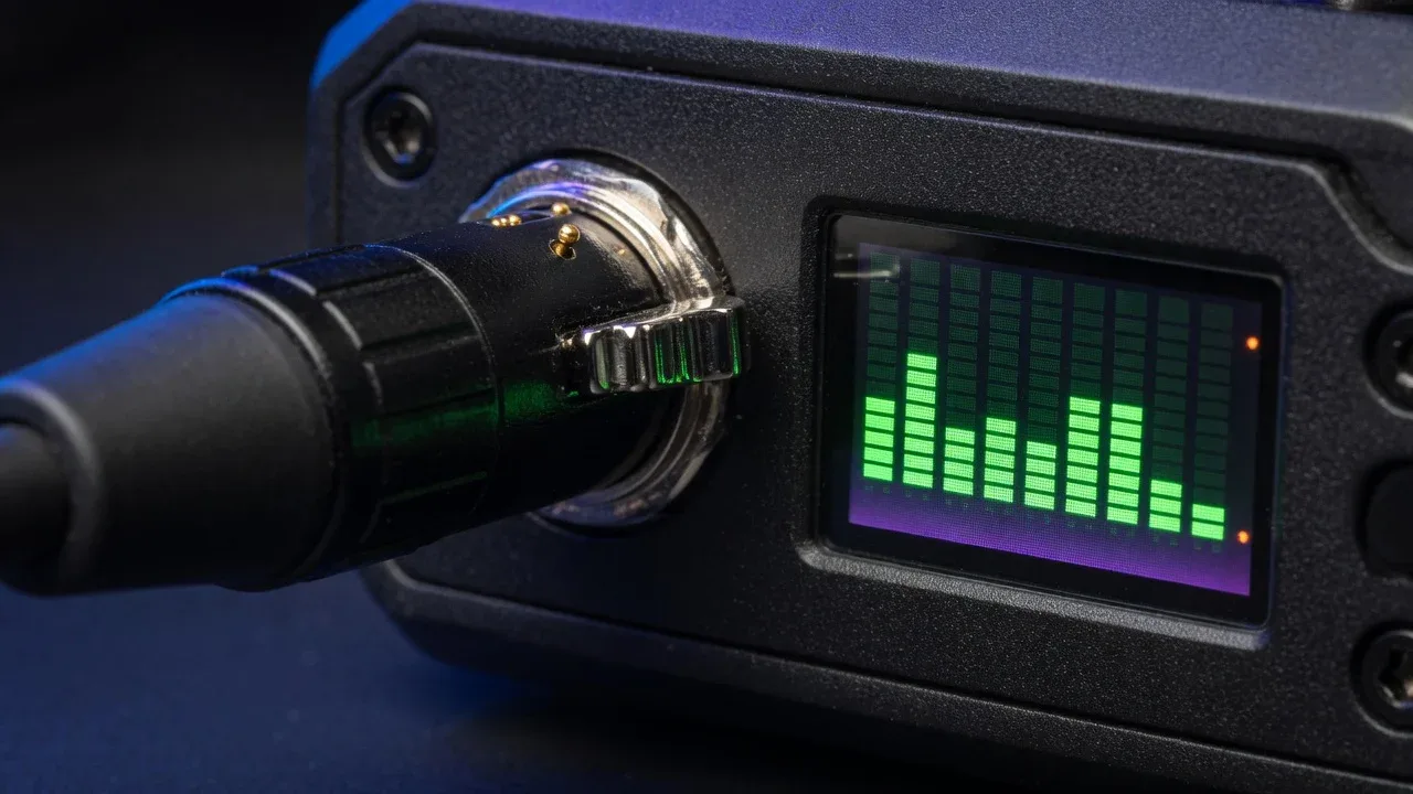 Painel de áudio profissional com gravação em 32-bit float sem distorção
